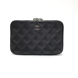 ☆☆ CHANEL シャネル マトラッセ  ジュエリーポーチ A68836 ブラック ラムスキン ココマーク ギャランティカード有 Aランク