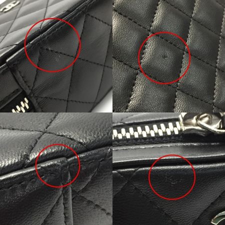  CHANEL シャネル マトラッセ  ジュエリーポーチ A68836 ブラック ラムスキン ココマーク ギャランティカード有