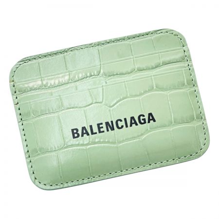  BALENCIAGA バレンシアガ カードケース 593812.3960.R.584046 エメラルドグリーン クロコ型押し レディース 箱・布袋有