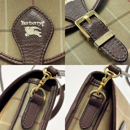  Burberrys バーバリーズ ショルダーバッグ ブラウン系 ヴィンテージ ノバチェック レザー×キャンバス レディース ゴールド金具