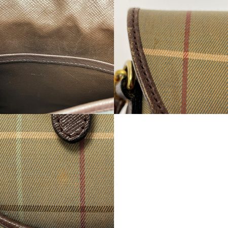  Burberrys バーバリーズ ショルダーバッグ ブラウン系 ヴィンテージ ノバチェック レザー×キャンバス レディース ゴールド金具