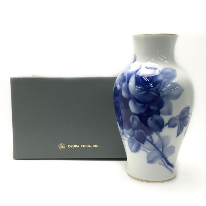 大倉陶園 ブルーローズ花瓶 35cm 12A-8011 - 中古小物 - なんでも