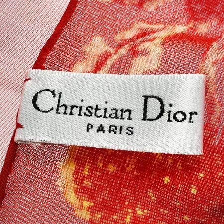  Christian Dior クリスチャンディオール スカーフ オレンジ レーヨン60%×シルク40％ 花柄 レディース