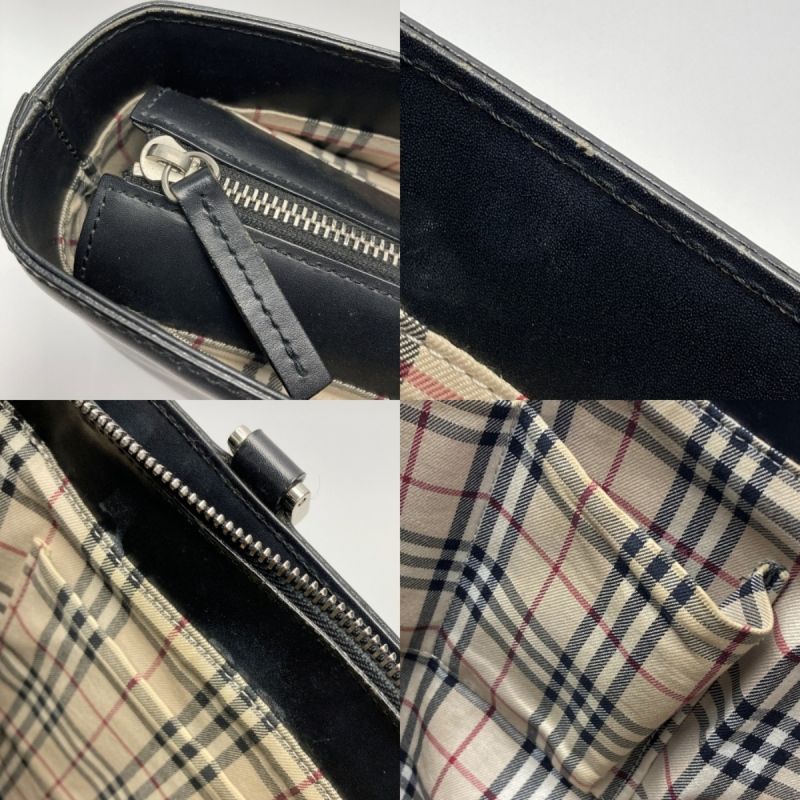 中古】 BURBERRY バーバリー ノバチェック レザー トートバッグ