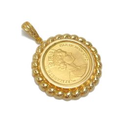 ☆☆  マン島 キャット 1/25オンス 金貨 ペンダントトップ K24 K18 エリザベス2世 1992年 Bランク