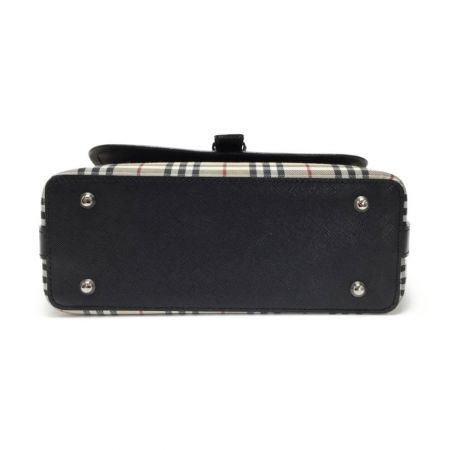  BURBERRY バーバリー ノバチェック ハンドバッグ ヘイマーケットチェック キャンバス×レザー