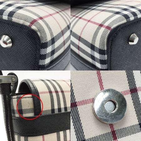  BURBERRY バーバリー ノバチェック ハンドバッグ ヘイマーケットチェック キャンバス×レザー