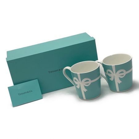  Tiffany & Co. ティファニー 《 ブルー リボン ボックス マグカップ 》 2Pセット  Aランク
