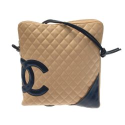 ☆☆ CHANEL シャネル ココマーク カンボンライン ショルダーバッグ A25179 ベージュ ラージポシェット Bランク
