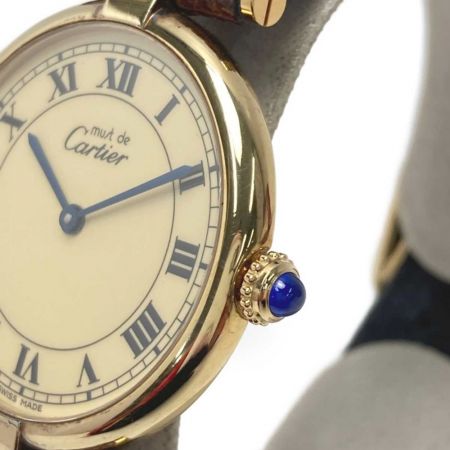  Cartier カルティエ マストヴェルメイユ SV925 590003 アイボリー クォーツ レディース 腕時計 箱有