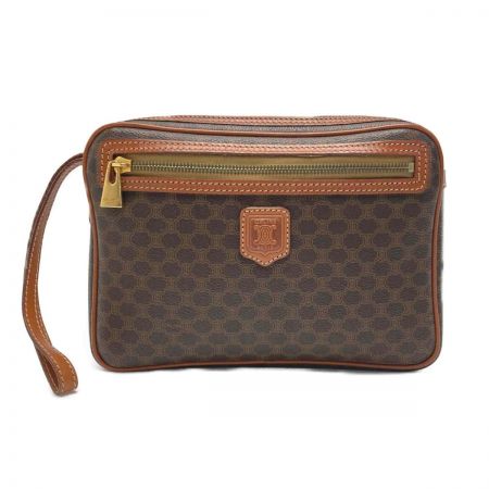  CELINE セリーヌ マカダム柄 セカンドバッグ M95 ブラウン PVC レザー ヴィンテージ