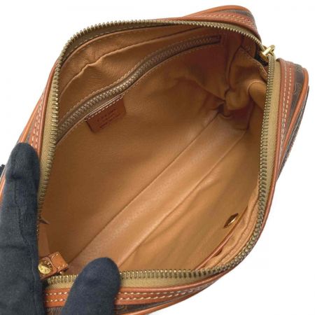  CELINE セリーヌ マカダム柄 セカンドバッグ M95 ブラウン PVC レザー ヴィンテージ