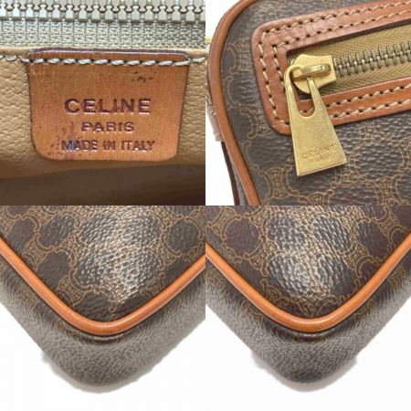  CELINE セリーヌ マカダム柄 セカンドバッグ M95 ブラウン PVC レザー ヴィンテージ