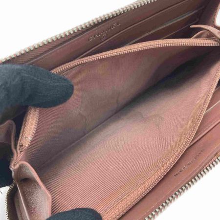  CHANEL シャネル マトラッセ ラウンドファスナー長財布 ブラウン エナメル