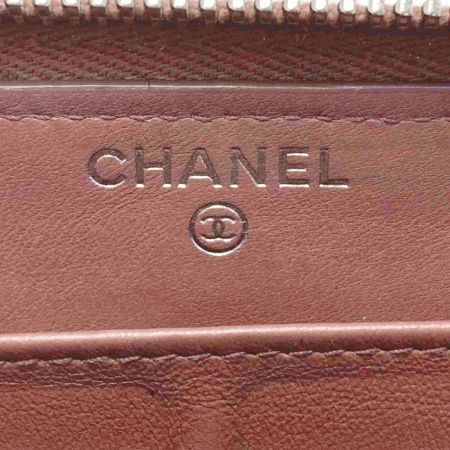  CHANEL シャネル マトラッセ ラウンドファスナー長財布 ブラウン エナメル
