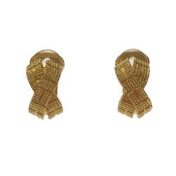 ☆☆ Christian Dior クリスチャンディオール クロス Xデザイン ゴールド GP イヤリング Aランク