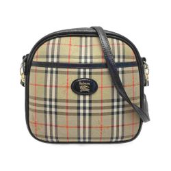 ☆☆ Burberrys バーバリーズ クラシックチェック ショルダーバッグ キャメル キャンバス×レザー Bランク