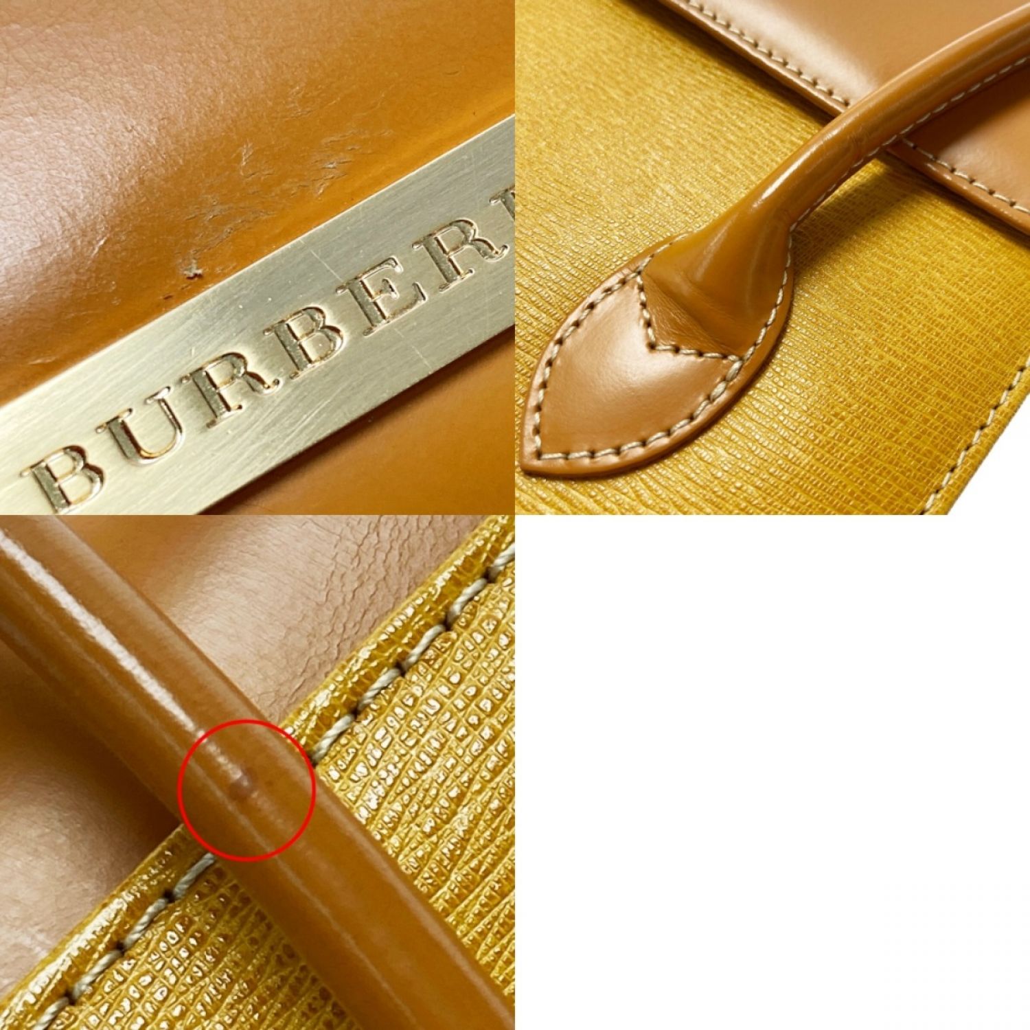 中古】 BURBERRY バーバリー ハンドバッグ マスタード コンビレザー