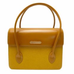 ☆☆ BURBERRY バーバリー ハンドバッグ マスタード コンビレザー フラップ レディース ヴィンテージ 布袋有 Bランク
