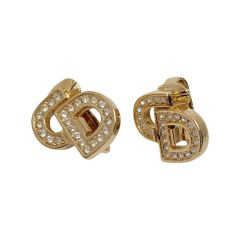  Christian Dior クリスチャンディオール CDロゴ ラインストーン イヤリング ゴールド GP ヴィンテージ Bランク