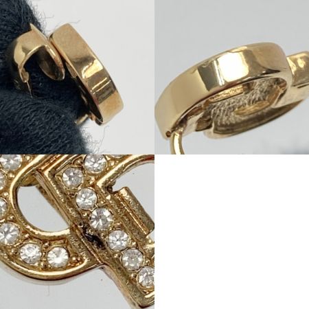  Christian Dior クリスチャンディオール CDロゴ ラインストーン イヤリング ゴールド GP ヴィンテージ