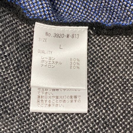  SUPER LADY kansai yamamoto スタンドカラージャージーニットコート L レディース 3920-W-813 ブラック×ブルー