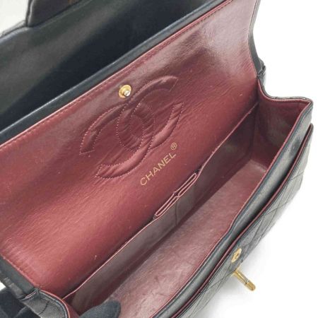  CHANEL シャネル マトラッセ25 Wフラップ チェーンショルダーバッグ ブラック ラムスキン