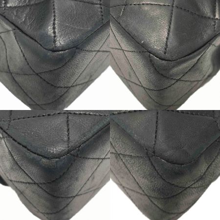  CHANEL シャネル マトラッセ25 Wフラップ チェーンショルダーバッグ ブラック ラムスキン