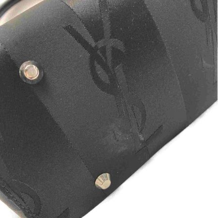  Yves Saint Laurent イブサンローラン YSL 総柄 ハンドバッグ ブラック キャンバス×レザー ヴィンテージ
