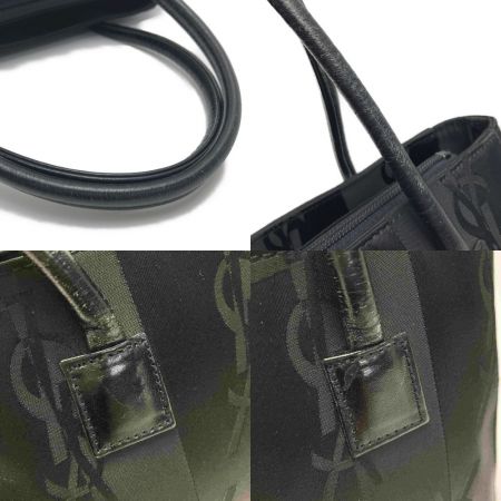  Yves Saint Laurent イブサンローラン YSL 総柄 ハンドバッグ ブラック キャンバス×レザー ヴィンテージ