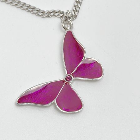  Christian Dior クリスチャンディオール バタフライモチーフ ネックレス シルバー メッキ 蝶