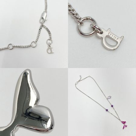  Christian Dior クリスチャンディオール バタフライモチーフ ネックレス シルバー メッキ 蝶