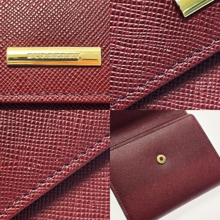  BURBERRY バーバリー Wホック財布 三つ折り財布 YT4608 バーガンディー レザー レディース ゴールド金具