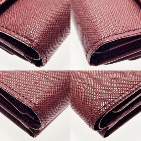  BURBERRY バーバリー Wホック財布 三つ折り財布 YT4608 バーガンディー レザー レディース ゴールド金具