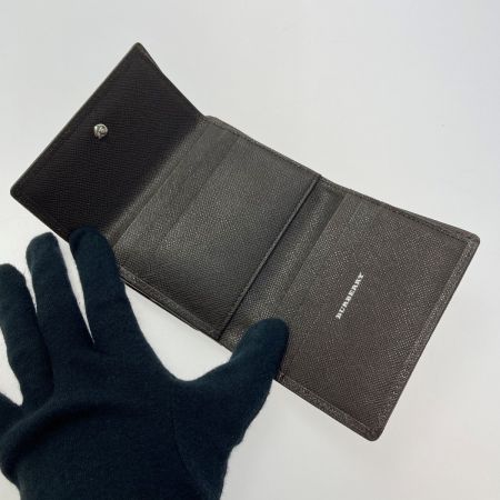  BURBERRY バーバリー Wホック 3つ折り財布 YT4608 ダークブラウン レザー 箱有