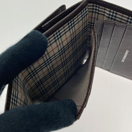  BURBERRY バーバリー Wホック 3つ折り財布 YT4608 ダークブラウン レザー 箱有