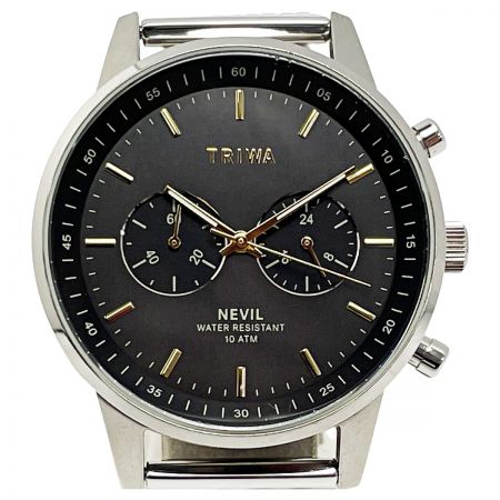  TRIWA SMOKEY NEVIL NEST114 ステンレススチール シルバー グレー クロノグラフ メンズ 腕時計