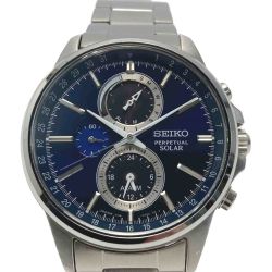 ☆☆ SEIKO セイコー スピリット スマート クロノグラフ SBPJ003 ブルー ソーラー メンズ 腕時計 Aランク