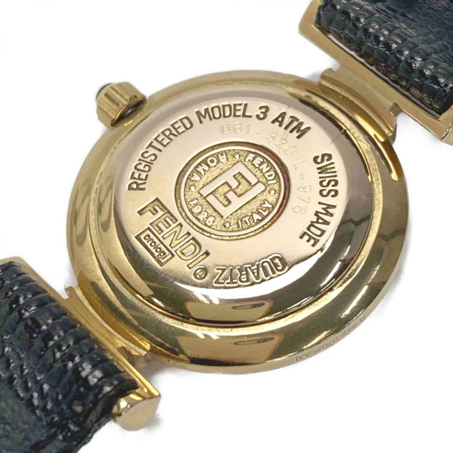 稼動品　FENDI フェンディ　ロゴベゼル　黒文字盤　ラウンド　腕時計kkの時計