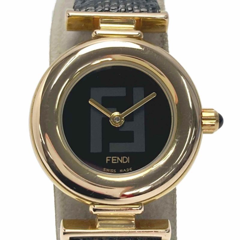 中古】 FENDI フェンディ FFロゴ GP ラウンドフェイス 320L ブラック