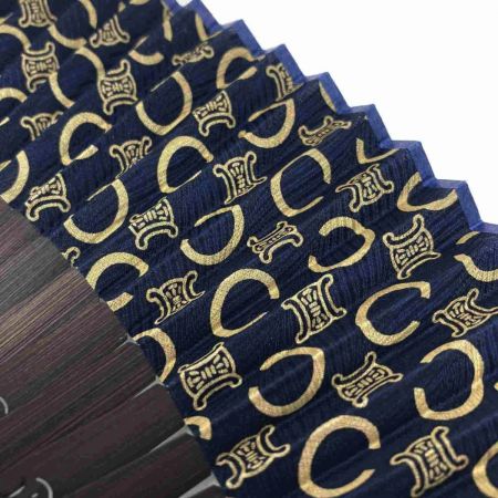  CELINE セリーヌ マカダム 総柄 扇子 ネイビー 和小物 箱・布袋有