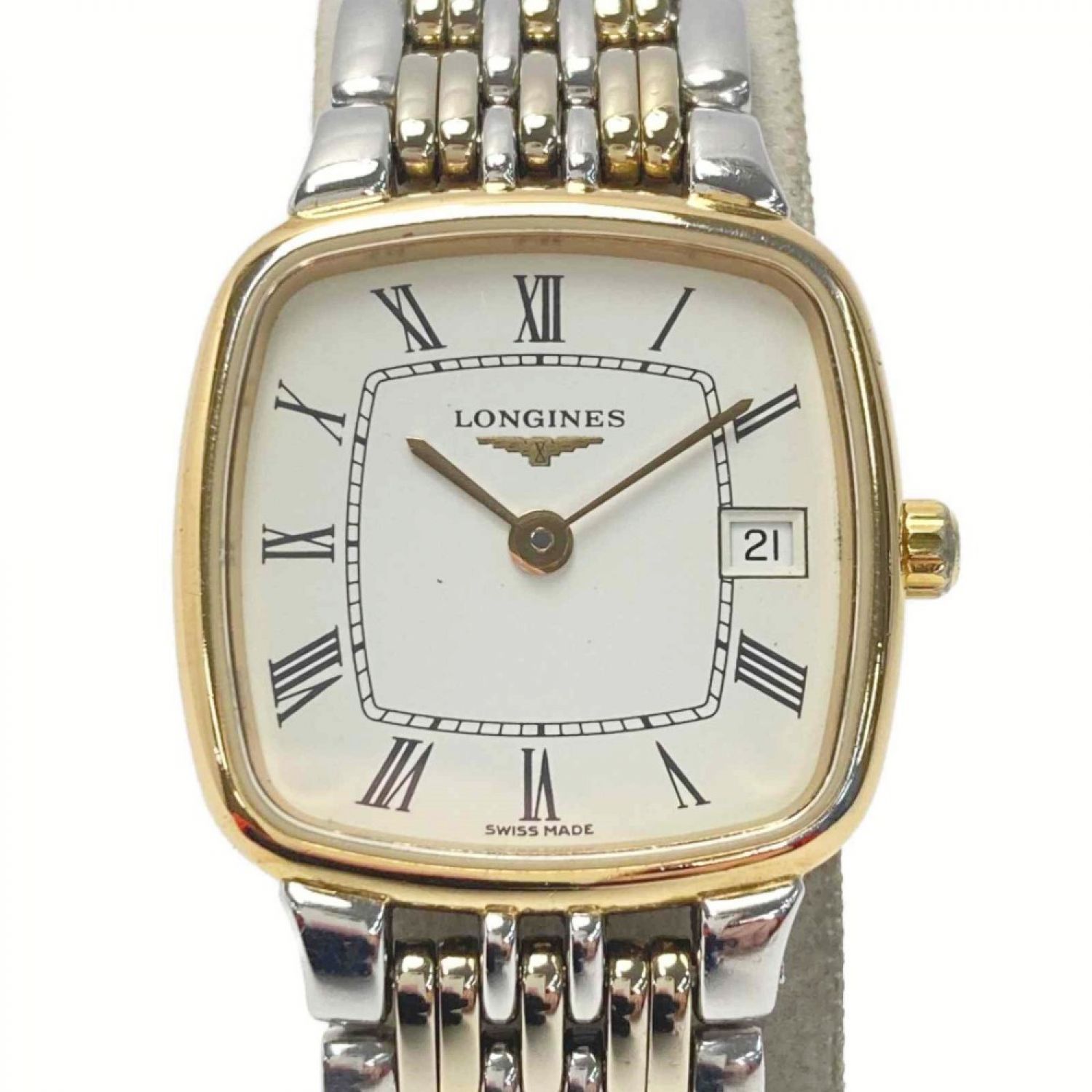 古着良品teteLONGINES クォーツ 腕時計 シルバー 銀 デイト フラッグシップ
