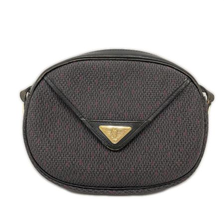  Yves Saint Laurent イブサンローラン ショルダーバッグ 三角ロゴプレート グレーマルチxブラック ヴィンテージ