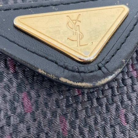  Yves Saint Laurent イブサンローラン ショルダーバッグ 三角ロゴプレート グレーマルチxブラック ヴィンテージ