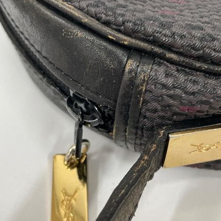  Yves Saint Laurent イブサンローラン ショルダーバッグ 三角ロゴプレート グレーマルチxブラック ヴィンテージ
