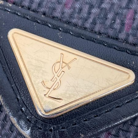  Yves Saint Laurent イブサンローラン ショルダーバッグ 三角ロゴプレート グレーマルチxブラック ヴィンテージ
