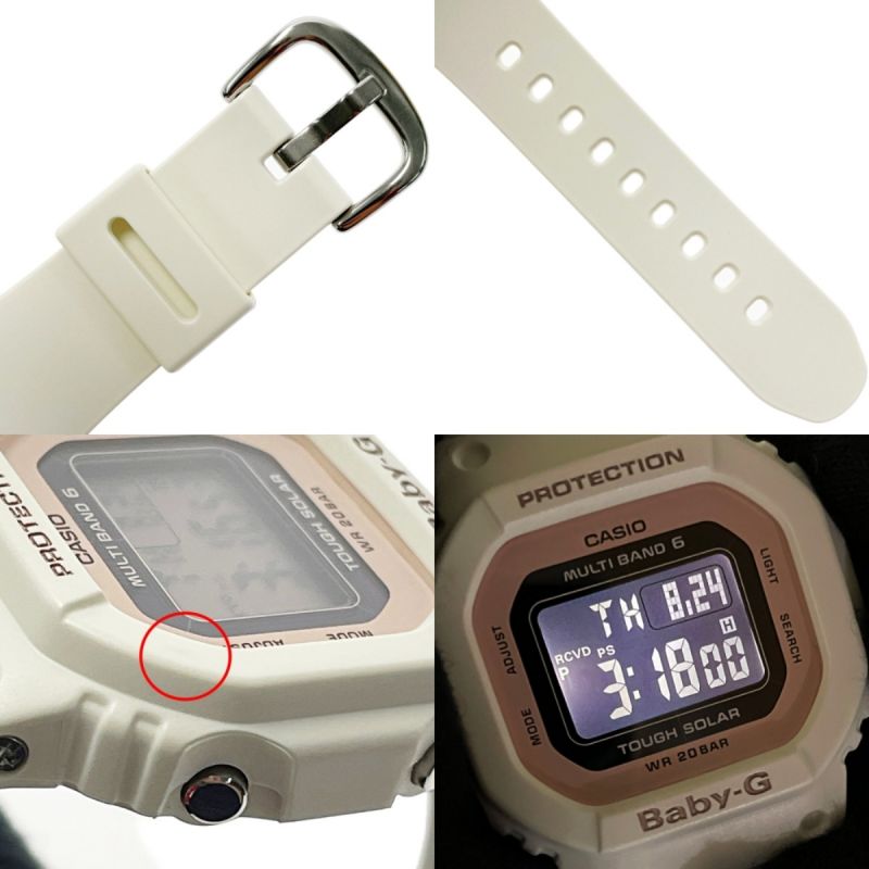 中古】 CASIO カシオ Baby-G 電波ソーラー BGD-5000U-7DJF ホワイト