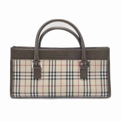 ☆☆ BURBERRY バーバリー ノバチェック ハンドバッグ ベージュ ブラウン キャンバス×レザー Bランク