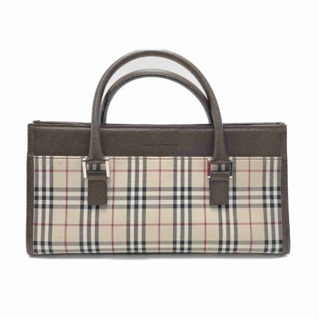  BURBERRY バーバリー ノバチェック ハンドバッグ ベージュ ブラウン キャンバス×レザー