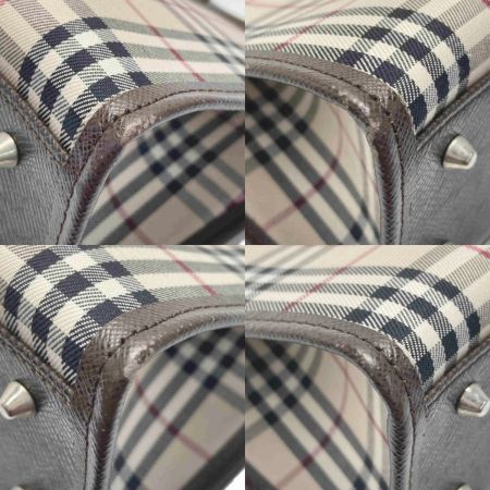  BURBERRY バーバリー ノバチェック ハンドバッグ ベージュ ブラウン キャンバス×レザー